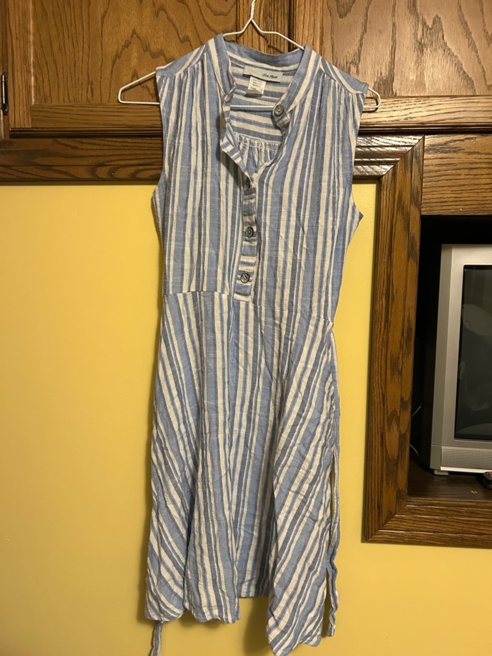 Sleeveless Blue and White Stripe Midi Dress by Old Navy